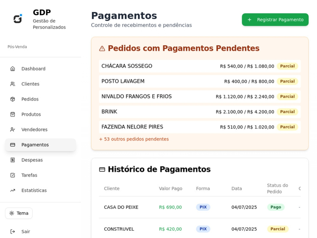 Controle Financeiro GDP - Gestão de Pagamentos Personalizados